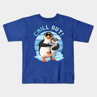 Chill Out Penguins Mom and Baby Kids T-Shirt